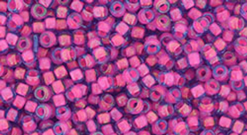 Round Seed Bead by Toho - #980 Luminous Light Sapphire / Neon Pink Inside Color Lined