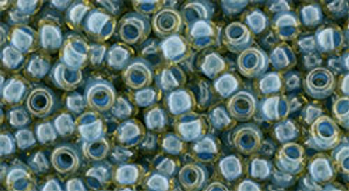 Round Seed Bead by Toho - #953 Jonquil / Turquoise Inside Color Lined Round Seed Bead by Toho - #953 Jonquil / Turquoise Inside Color Lined