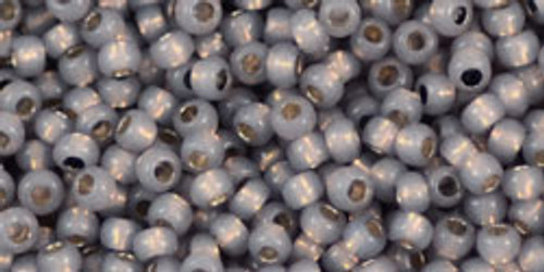 Round Seed Bead by Toho - #PF2115 PermaFinish - Milky Gray Transparent Silver-Lined
