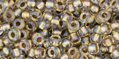Round Seed Bead by Toho - #262 Clear / Gold Inside Color Lined Round Seed Bead by Toho - #262 Clear / Gold Inside Color Lined