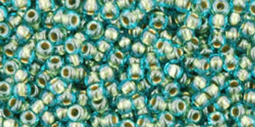 Round Seed Bead by Toho - #284 Aqua / Gold Inside Color Lined
