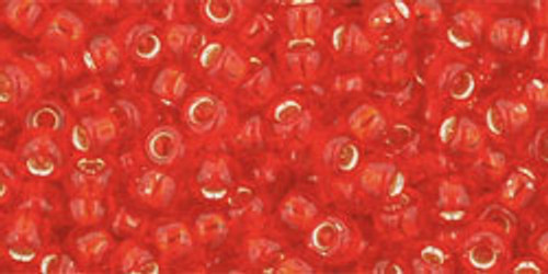 Round Seed Bead by Toho - #25 Light Siam Ruby Transparent Silver-Lined Round Seed Bead by Toho - #25 Light Siam Ruby Transparent Silver-Lined