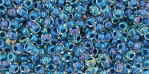 Round Seed Bead by Toho - #0188 Clear / Capri Blue Inside Color Lined Luster