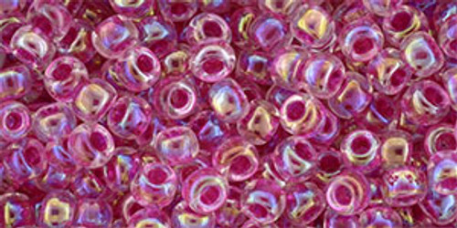Round Seed Bead by Toho - #785 Clear / Hot Pink Inside Color Lined Luster