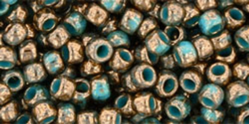 Round Seed Bead by Toho - #1703 Gilded Marble Turquoise Round Seed Bead by Toho - #1703 Gilded Marble Turquoise