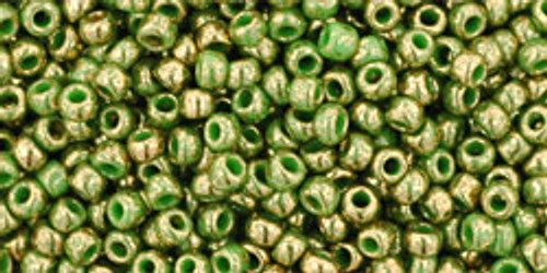 Round Seed Bead by Toho - #1702 Gilded Marble Green Round Seed Bead by Toho - #1702 Gilded Marble Green