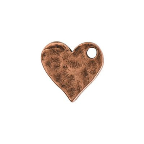 Nunn Design: Hammered Flat Tag Mini Heart Single Loop Metal Stamping Blank | 1 Each