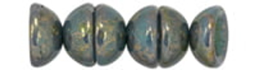Teacup Bead 2x4mm - Turquoise Bronze Picasso Opaque