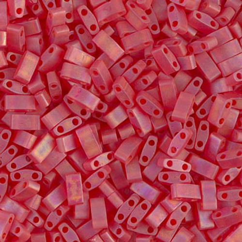 Half Tila Beads - #0140FR Red Orange Transparent Rainbow Matte