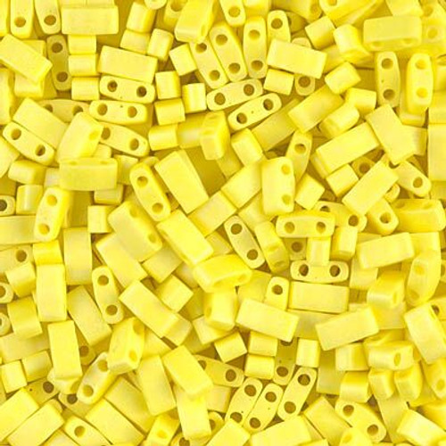 Half Tila Beads - #0404FR Yellow Opaque Rainbow Matte