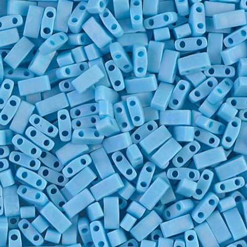 Half Tila Beads - #0413FR Turquoise Blue Opaque Rainbow Matte