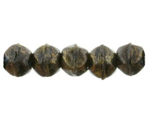 3mm Round - English Cut - #BT2398 Jet Bronze Picasso (50pcs)
