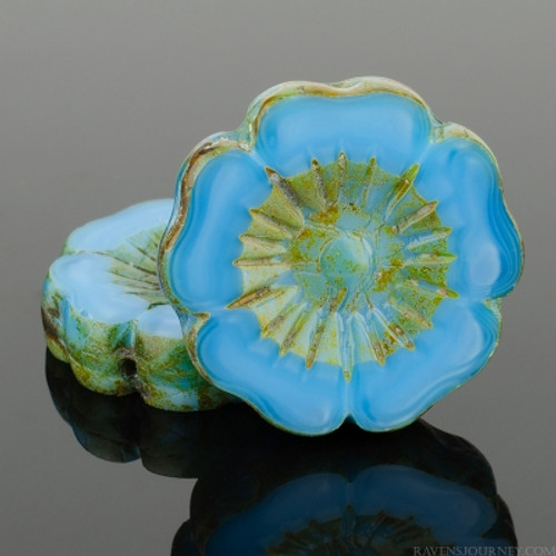 Hibiscus Flower - 22mm Blue Silk Picasso