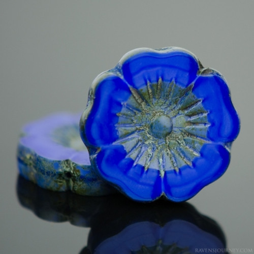 Hibiscus Flower - 22mm Royal Blue Silk Picasso
