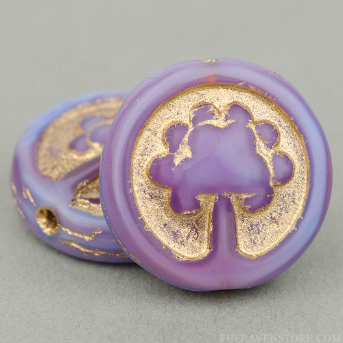 Tree Coin Bead - Lavender, Fuchsia and Pink Mix Silk with Gold Wash | Pk of 4 Tree Coin Bead - Lavender, Fuchsia and Pink Mix Silk with Gold Wash | Pk of 4