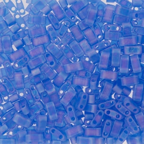 Half Tila Beads - #0150FR Sapphire Blue Transparent Rainbow Matte