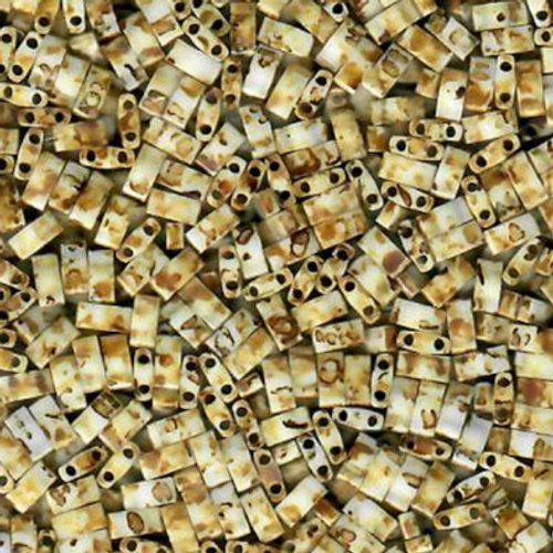 Half Tila Beads - #4512 Yellow Picasso Opaque