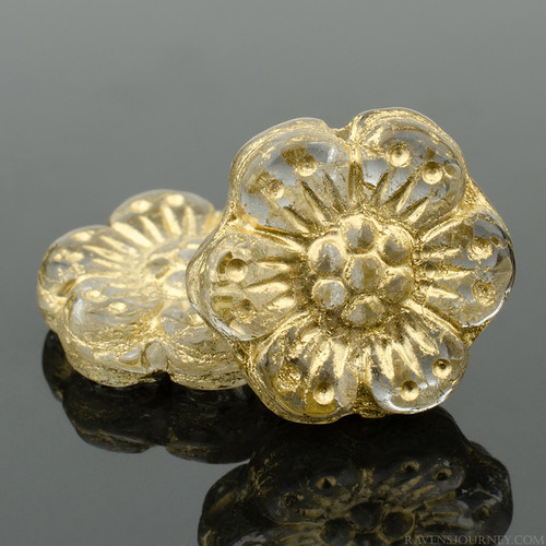 Wild Rose - 14mm Clear Transparent with Gold Wash