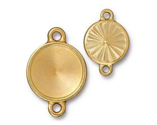 TierraCast Charms: Link Frame, 14mm Faceted Round | Pk of 2