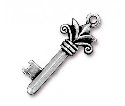 Charms: Drop, Fleur Key by Tierracast | Pk of 2