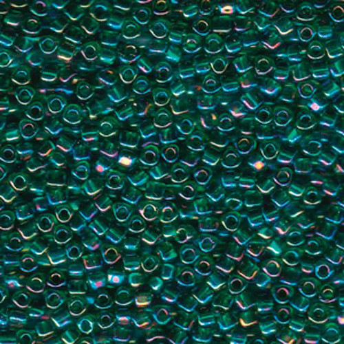 5/0 Triangle Bead - #1159 Medium Green Transparent Rainbow