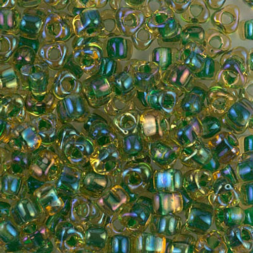 5/0 Triangle Bead - #1165 Topaz / Emerald Inside Color Lined Luster