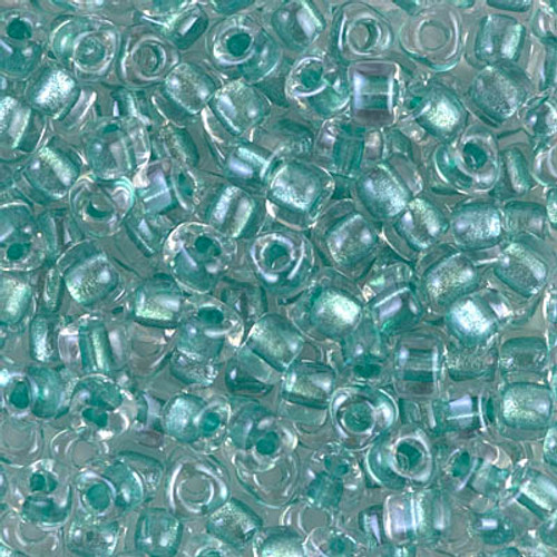 5/0 Triangle Bead - #1528 Aqua Green Inside Color Lined Sparkle