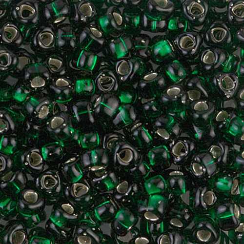 5/0 Triangle Bead - #1806 Dark Green Transparent Silver Lined