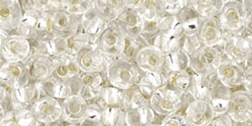 3mm Magatama - Clear Transparent Silver Lined