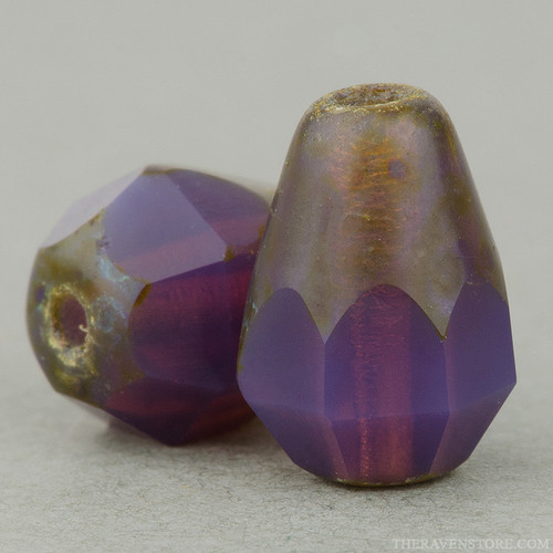 Faceted Drop - Bottom Cut - Purple Opaline with Picasso Finish