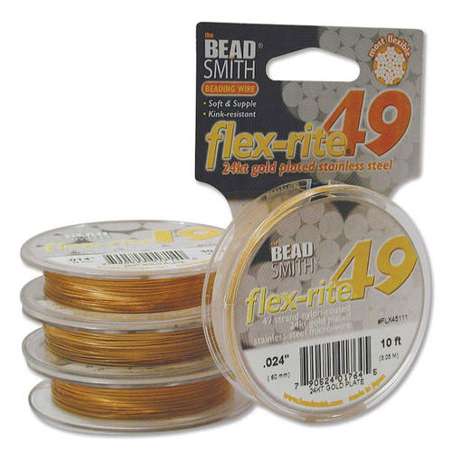 Flexrite 49 Strand 0.024 - 24KT Gold Plate - 10 Feet