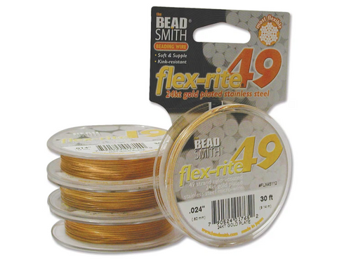 Flexrite 49 Strand 0.024 - 24KT Gold Plate - 30 Feet