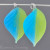18mm Lampwork Leaf - Olivine and Aqua Blue Mix Matte