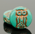 Owl Coin Bead - Turquoise Green Opaque with Dark Bronze Wash | Pk of 2 Owl Coin Bead - Turquoise Green Opaque with Dark Bronze Wash | Pk of 2