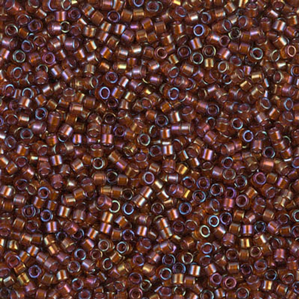 Delica Seed Bead - #1750 Beige / Root Beer Inside Color Lined Rainbow Sparkle