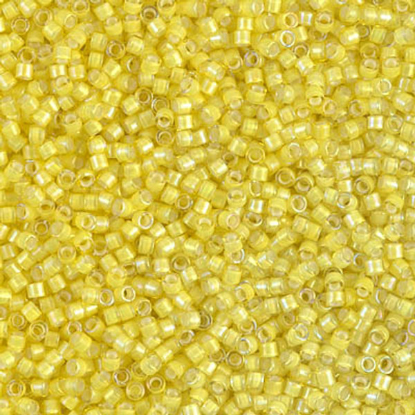 Delica Seed Bead - #1776 White / Yellow Inside Color Lined Rainbow