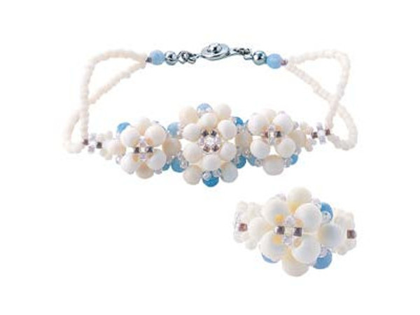Miyuki Bone Bead Flower Bracelet & Ring Kit