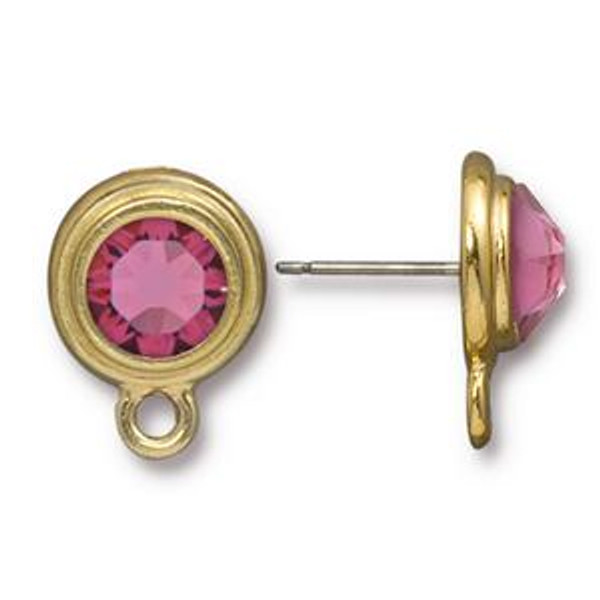 Tierracast Posts: SS34 Stepped Bezel Bright Gold Crystalized - Rose | 1 Pair