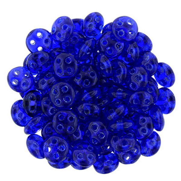 CzechMates 4-Hole QuadraLentil - #3009 Cobalt Transparent