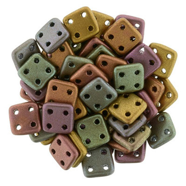 CzechMates 4-Hole QuadraTile - #K0164 Bronze Metallic Rainbow Matte