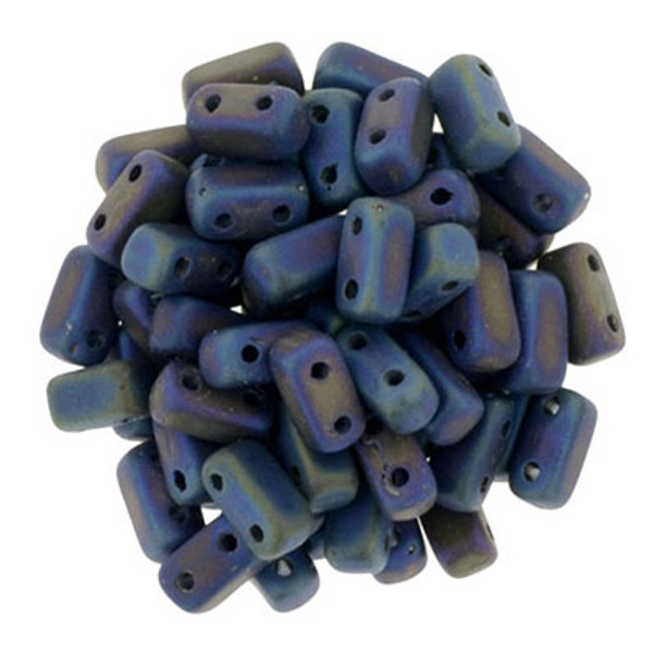 CzechMates 2-Hole Brick - #21135 Blue Rainbow Matte