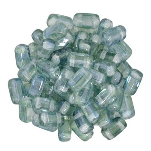 CzechMates 2-Hole Brick - #91007 Blue Green Dual Transparent Luster