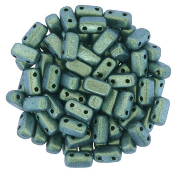 CzechMates 2-Hole Brick - #94104 Polychrome Aqua Teal