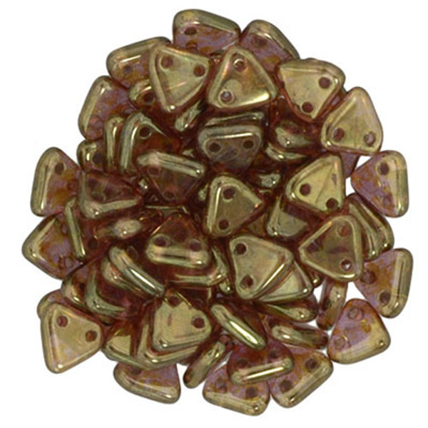 CzechMates 2-Hole Triangle - #65491 Rose Gold Topaz Luster