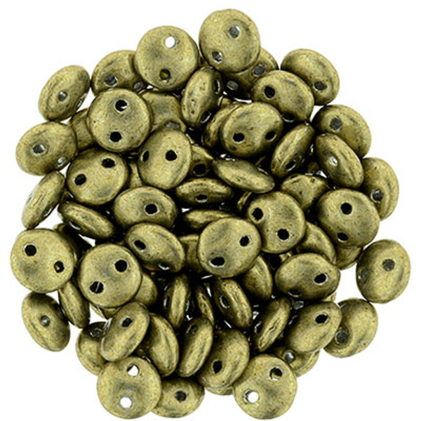 CzechMates 2-Hole Lentil - #04B08 ColorTrends: Saturated Metallic Golden Lime