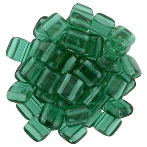 CzechMates 2-Hole Square Tile - #5073 Emerald