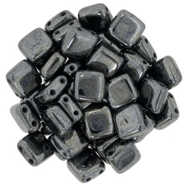 CzechMates 2-Hole Square Tile - #14400 Hematite