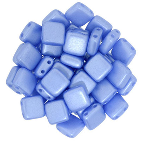 CzechMates 2-Hole Square Tile - #25015 Pearl Coat Baby Blue