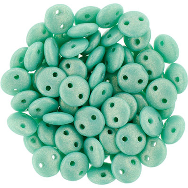 CzechMates 2-Hole Lentil - #MSG6313 Sueded Gold Turquoise