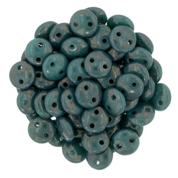 CzechMates 2-Hole Lentil - #MD6315 Persian Turquoise Moon Dust